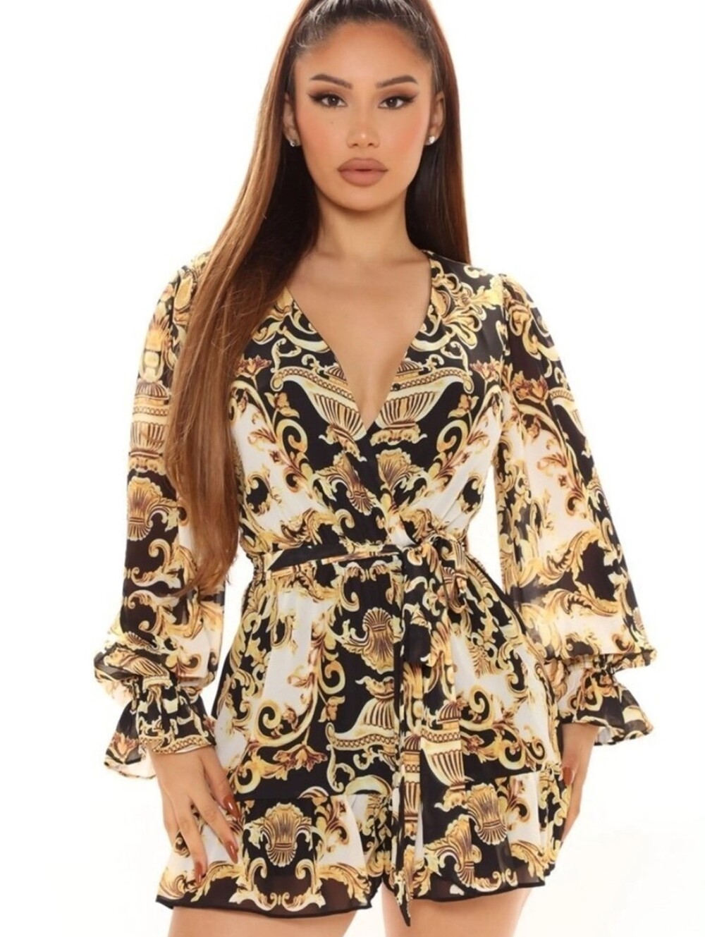 Black And Gold Romper Fashion Nova 1X